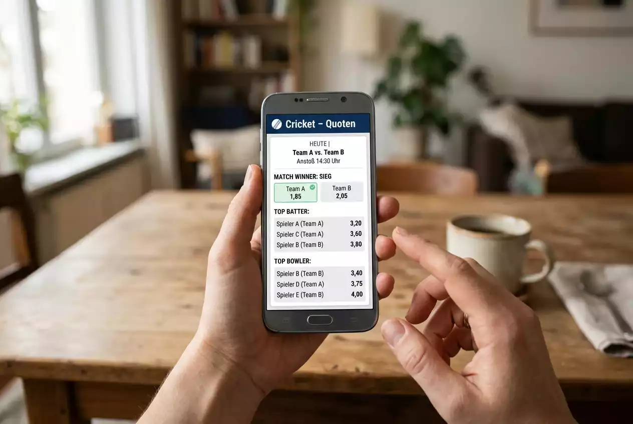 Cricket Wettmärkte mit verschiedenen Wettoptionen und Quoten